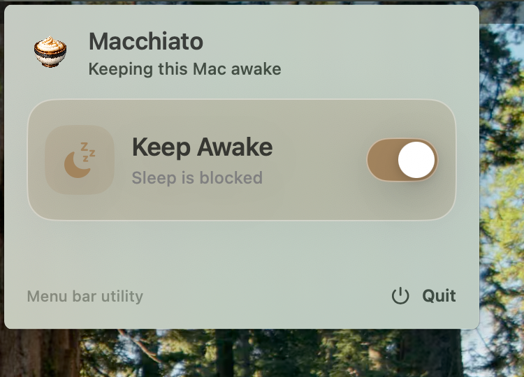 Macchiato menu bar keep-awake switch